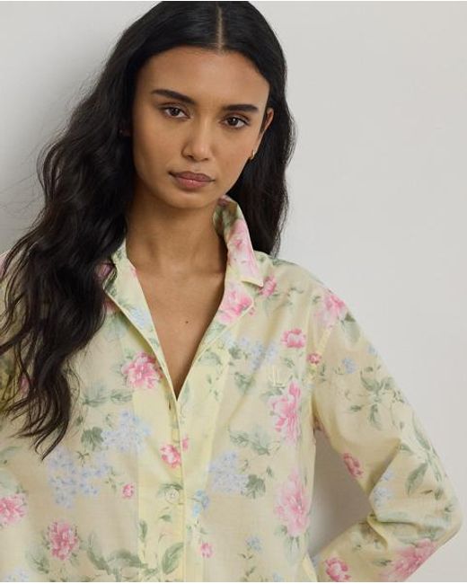 Ralph Lauren Natural Floral Cotton-Blend Lawn Sleep Shirt