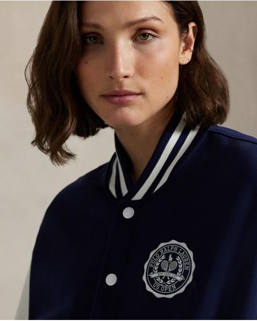 Ralph Lauren Blue Doppellagige Baseballjacke Us Open