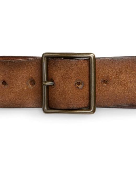 RRL Brown Studded Roughout Leather Belt - Size 30 for men