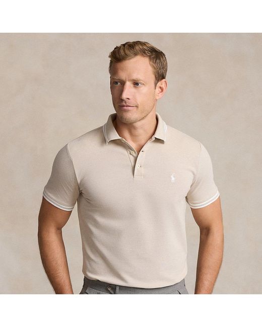 Ralph Lauren Natural Custom Slim Fit Stretch Mesh Polo Shirt for men