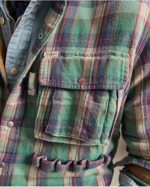 Polo Ralph Lauren Green Classic Fit Plaid Brushed Flannel Shirt for men