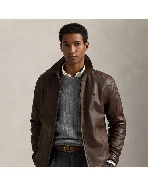 Polo Ralph Lauren Lambskin Leather Jacket in Brown for Men | Lyst UK