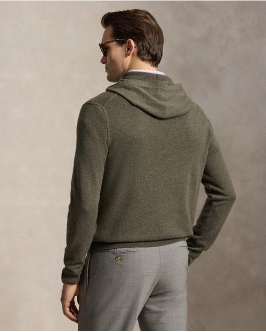 Ralph Lauren Green Washable Cashmere Hooded Jumper for men