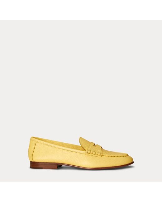 Polo Ralph Lauren Yellow Pebbled Leather Penny Loafer