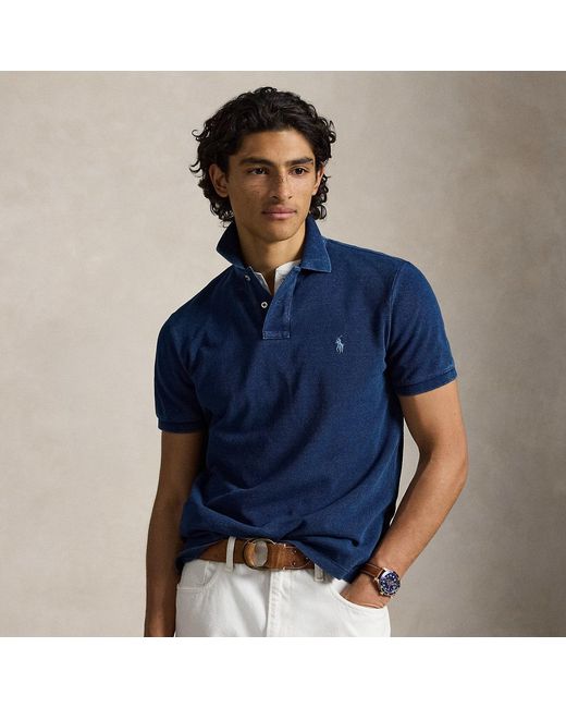 Polo Ralph Lauren Blue Custom Slim Fit Mesh Polo Shirt for men
