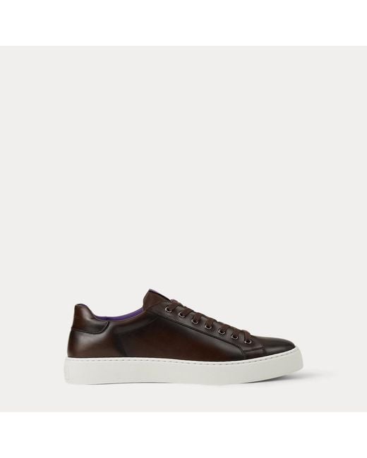 Ralph Lauren Black Severn Burnished Calfskin Trainer for men