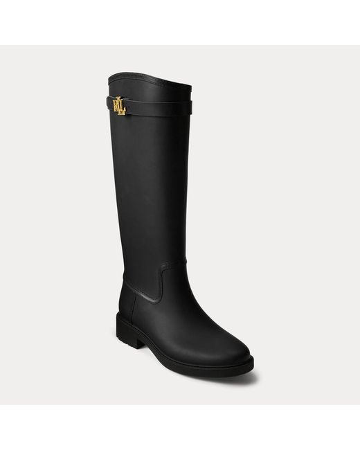Ralph Lauren Black Portiah Tall Rubber Rain Boot