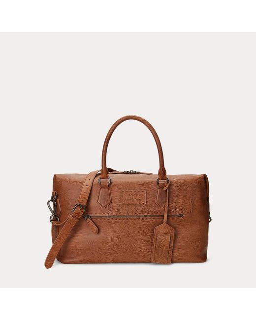 Polo Ralph Lauren Pebbled Leather Duffel in Black for Men Lyst UK