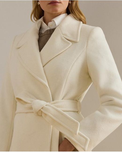Ralph Lauren Natural Belted Wool-Blend Wrap Coat