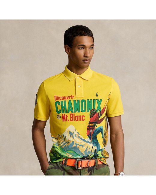 Polo Ralph Lauren Yellow Classic Fit Mesh Graphic Polo Shirt for men
