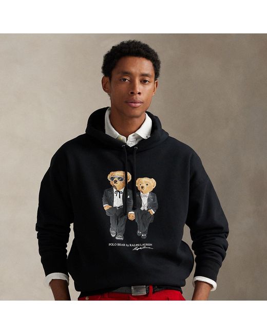 Polo Ralph Lauren Black Formal Suit Bears Graphic Hoodie for men