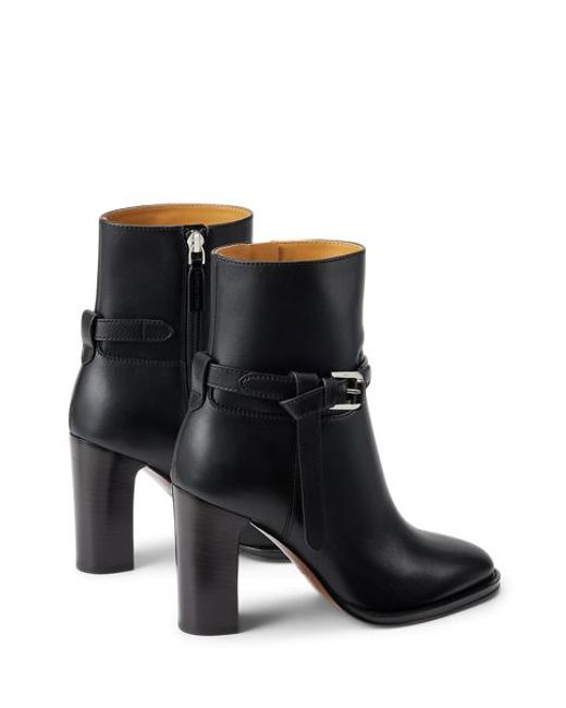 Ralph Lauren Black Donnely 90 Mm Calfskin Bootie
