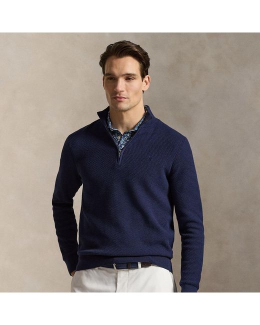 Ralph Lauren Blue Performance Cotton-Blend Jumper for men