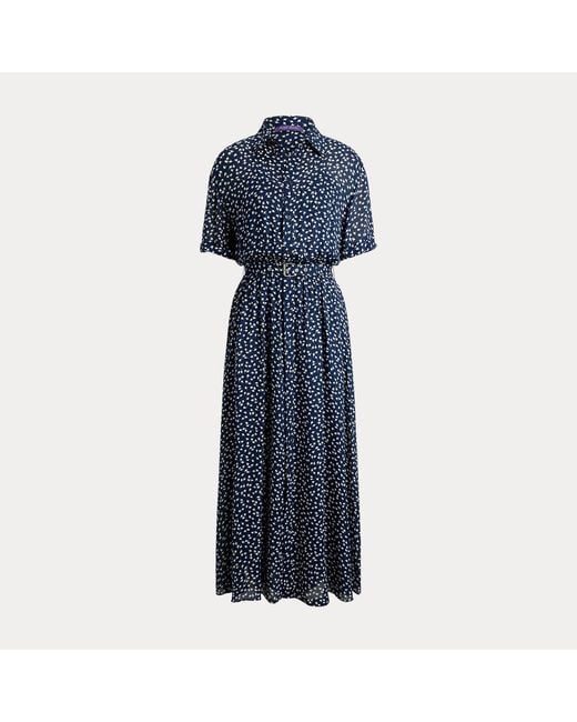 Ralph Lauren Blue Sura Geo-Print Georgette Day Dress