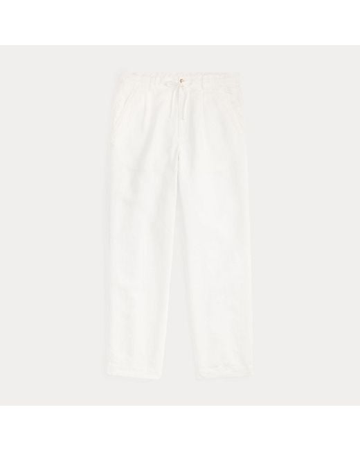 Polo Ralph Lauren White Lateef Relaxed Fit Pleated Linen Trouser for men