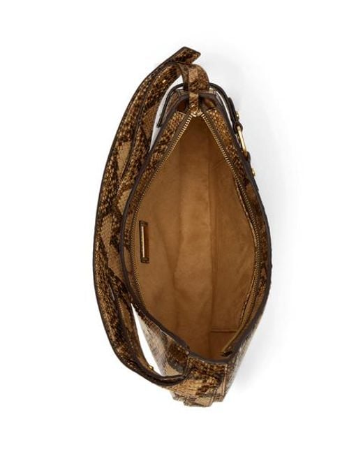 Ralph Lauren Brown Python-Embossed Large Tasha Shoulder Bag