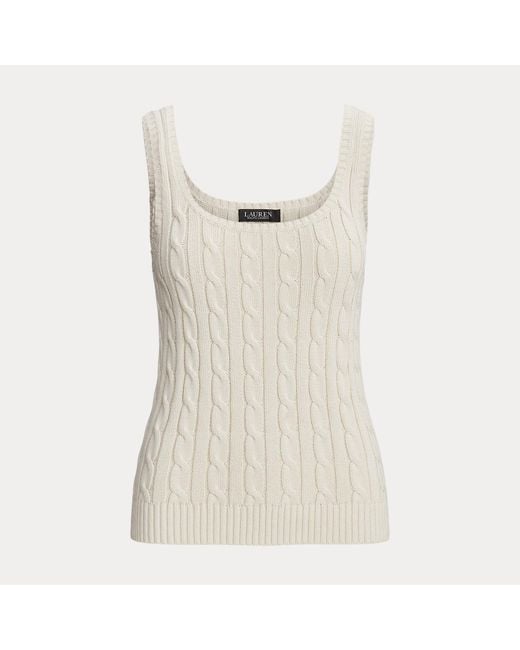 Ralph Lauren Brown Sleeveless Cable Cotton-Blend Jumper