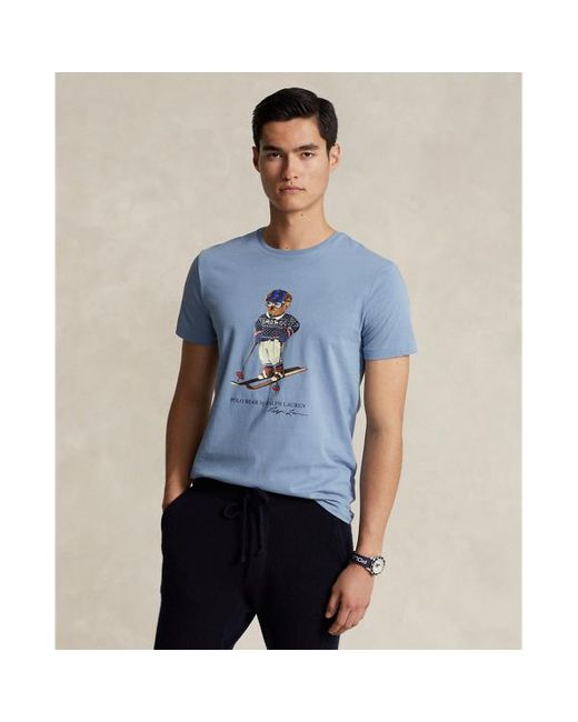 Polo Ralph Lauren Blue Custom Slim Fit Polo Bear Jersey T-shirt for men