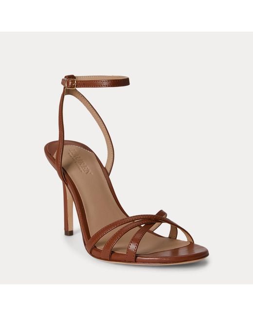 Ralph Lauren Brown Kendyl Nappa Leather Sandal