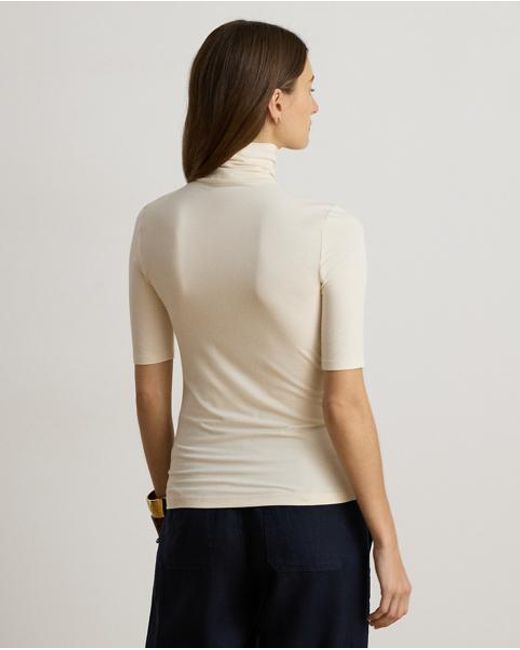 Ralph Lauren White Stretch Jersey Roll Neck