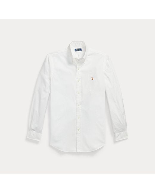 Polo Ralph Lauren White Custom Fit Stretch Oxford Shirt for men