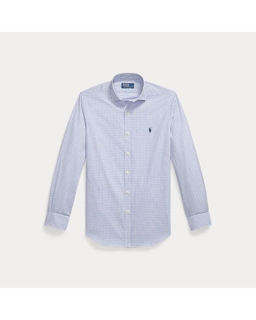 Camicia in popeline a quadri Custom-Fit di Polo Ralph Lauren in Blue da Uomo