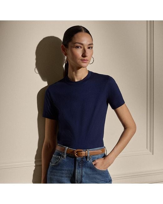 Ralph Lauren Blue Hallie Cotton Jersey Tee