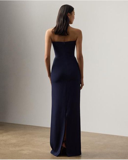 Ralph Lauren Blue Shelly Silk Cady Evening Dress