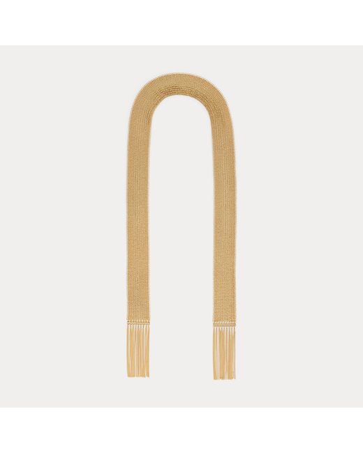 Ralph Lauren White Plated Fringed Scarf Necklace