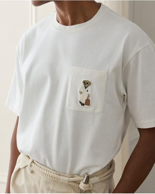 Ralph Lauren White Relaxed Fit Polo Bear T-Shirt for men