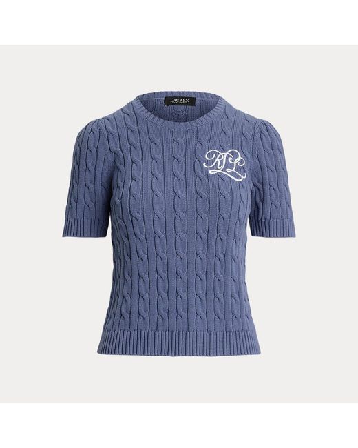 Ralph Lauren Katoenen Kabeltrui Met Korte Mouwen in het Blue
