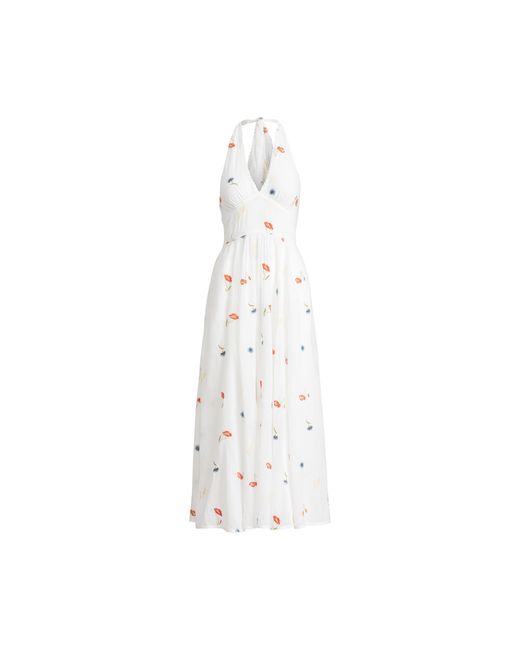 Polo Ralph Lauren White Embroidered Cotton Halter Dress