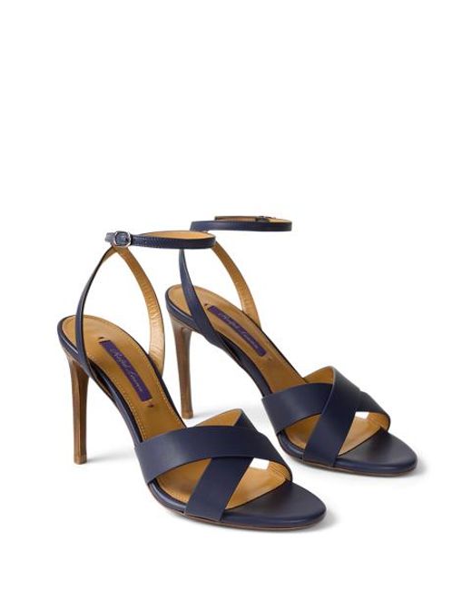 Ralph Lauren Blue Cleary 95 Mm Calfskin Sandal
