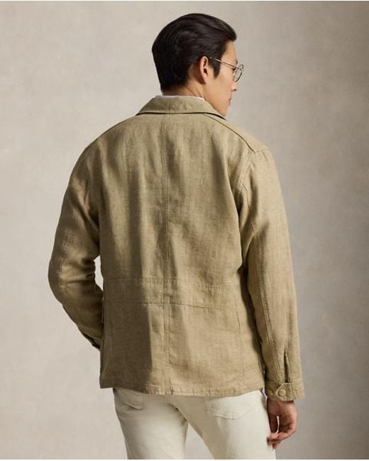 Polo Ralph Lauren Brown Linen Herringbone Utility Jacket for men