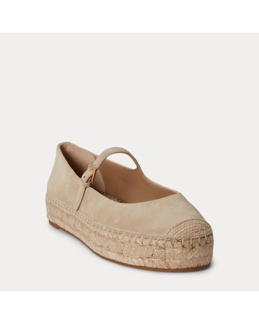 Ralph Lauren Natural Luize Suede Mary Jane Espadrille