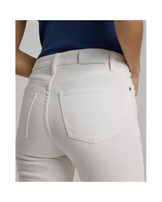 Jeans bootcut a vita alta di Lauren by Ralph Lauren in White