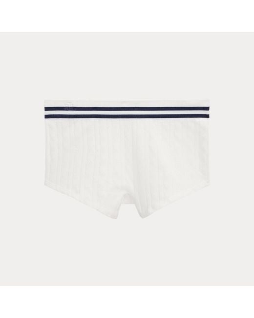 Ralph Lauren White Cricket Cable-Knit High-Rise Girl Short