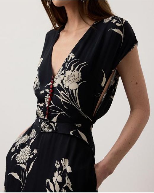 Ralph Lauren Black Damian Floral Satin Day Dress
