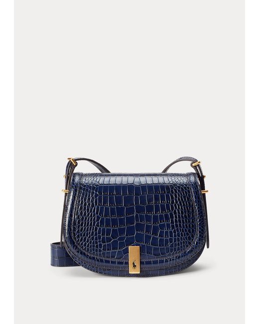 Polo Ralph Lauren Wimbledon Crocembossed Crossbody Bag in Blue Lyst UK