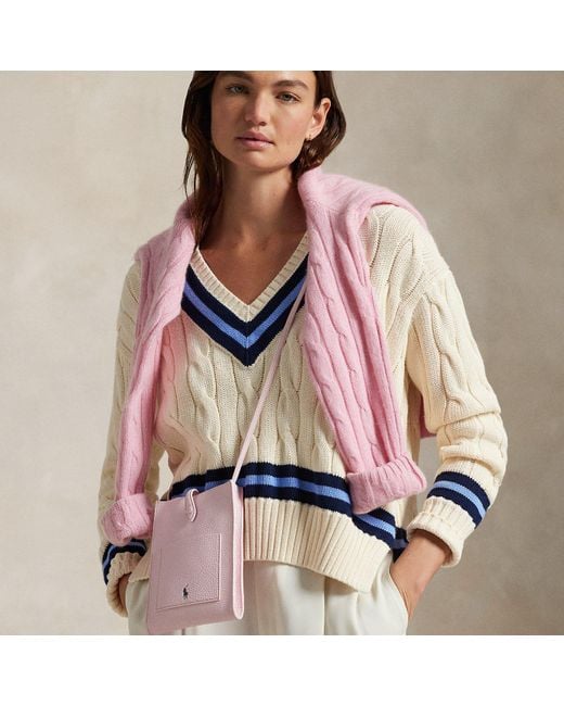 Polo Ralph Lauren Pink Polo Play Leather Pocket Crossbody