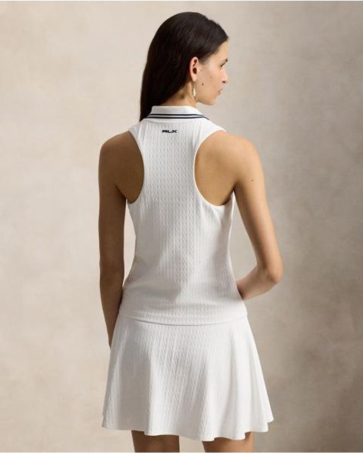 Ralph Lauren White Slim Fit Sleeveless Racerback Polo Shirt