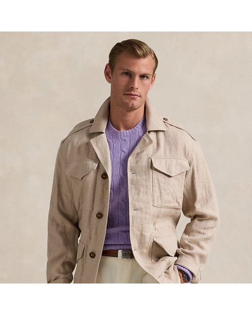 Polo Ralph Lauren Brown Linen Herringbone Field Jacket for men