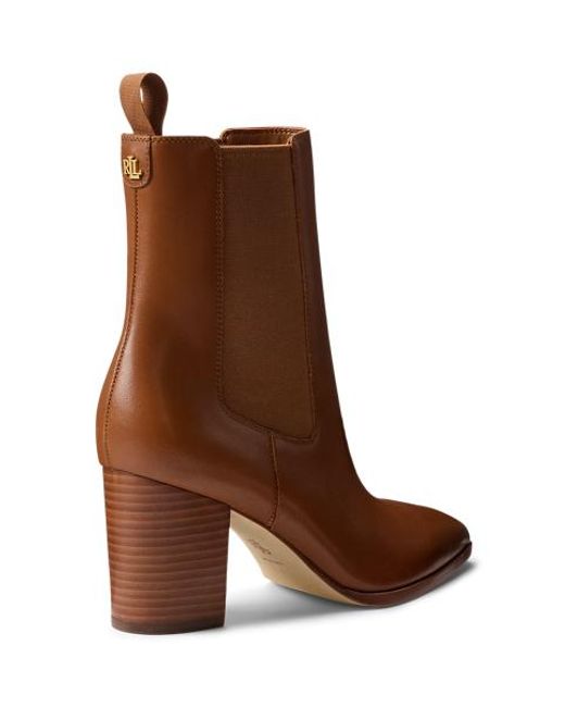 Ralph Lauren Brown Raelynn Calfskin Bootie