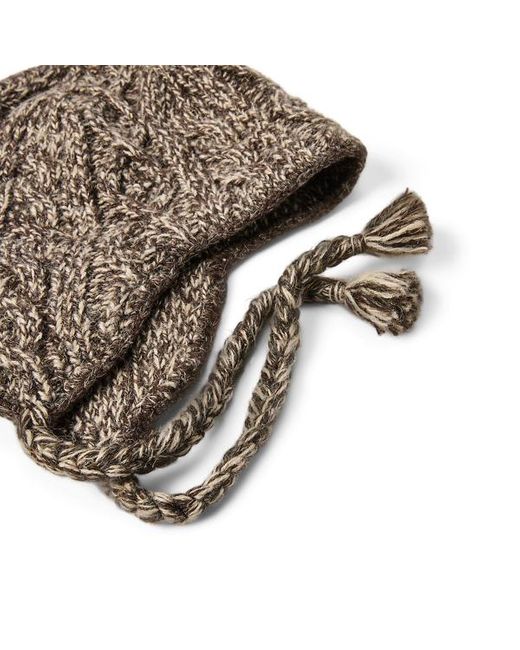 RRL White Marled Aran-knit Earflap Cap for men