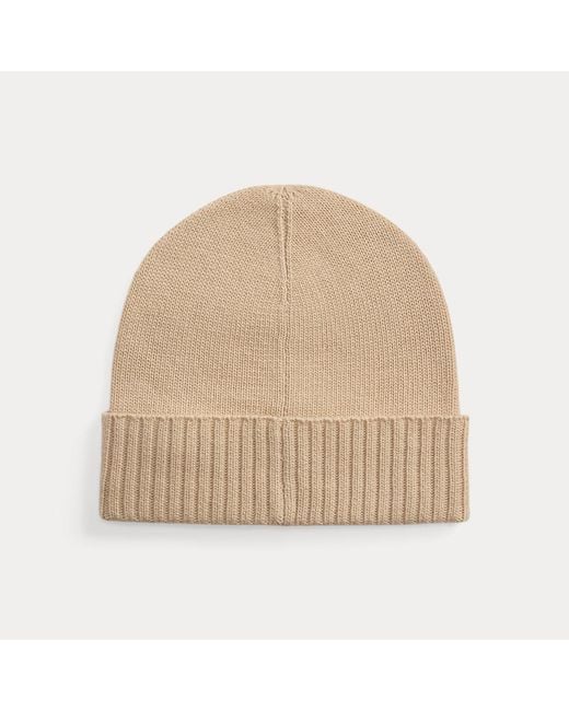 Ralph Lauren Natural Buckle-Trim Knitted Beanie