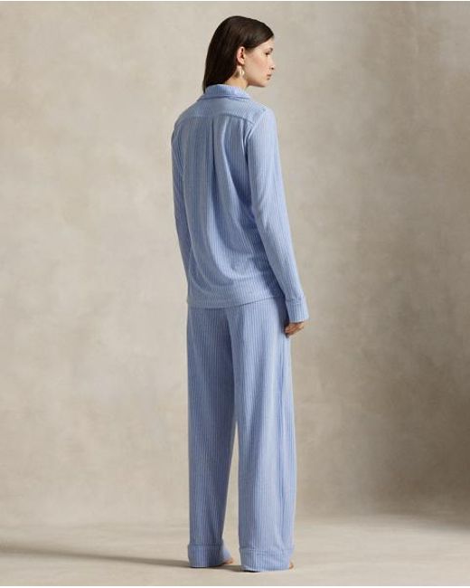 Polo Ralph Lauren Blue Langärmliger Jersey-Pyjama Mit Streifen
