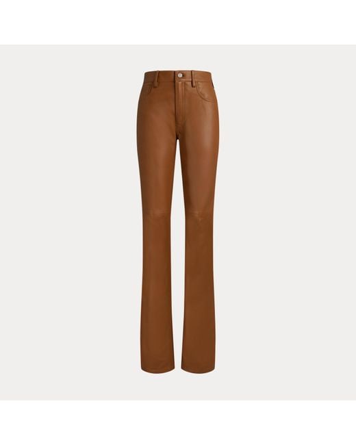 Ralph Lauren Brown Scottie Lambskin Trousers