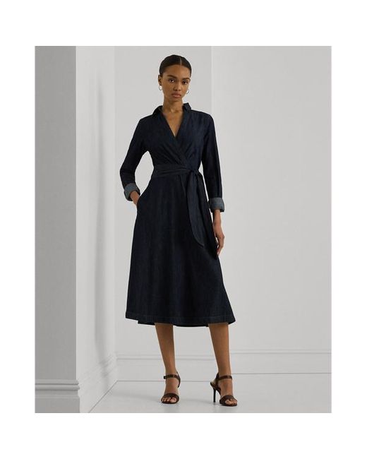 Ralph Lauren Blue Ralph Lauren Denim Long-sleeve Midi Dress