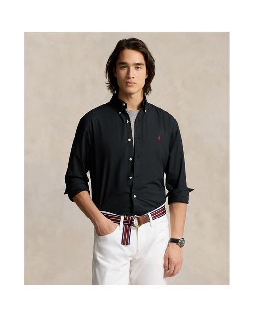 Polo Ralph Lauren Black Custom Fit Stretch Poplin Shirt for men
