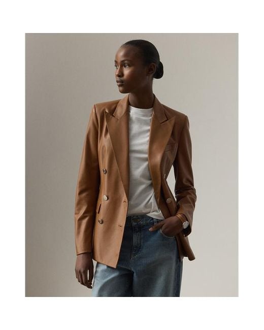 Giacca Camden in agnello di Ralph Lauren in Brown